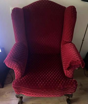 Velours oorfauteuil - rood - z.g.a.n.