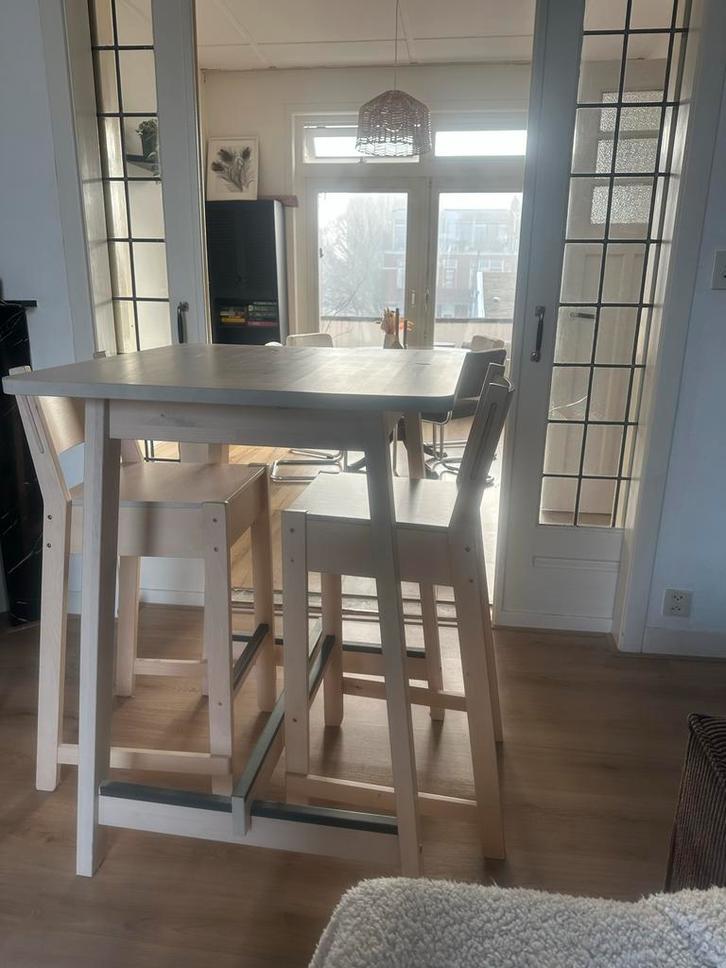 IKEA bartafel met 2 stoelen, Huis en Inrichting, Complete eetkamers, Zo goed als nieuw, Minder dan 4 stoelen, Ophalen