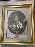 Brocante gravure in bladgouden lijst, Ophalen of Verzenden