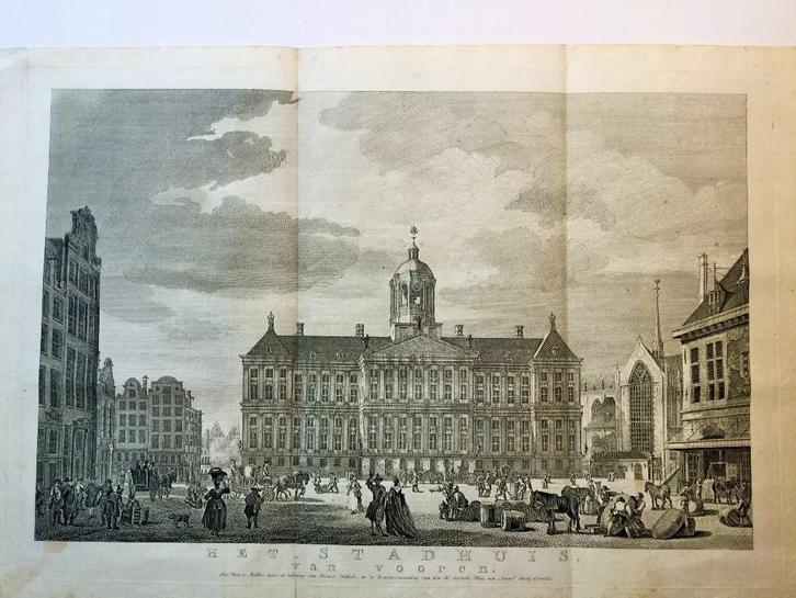 Amsterdam, Paleis op de Dam, 1760, Antiek en Kunst, Kunst | Etsen en Gravures, Verzenden