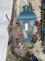 Buitenlamp gietijzer met opzetstuk., Tuin en Terras, Buitenverlichting, Ophalen, Gebruikt, Wandlamp, Netvoeding