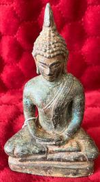 Kleine bronzen Thaise Boeddha 2e helft 20e eeuw met zegel, Antiek en Kunst, Verzenden