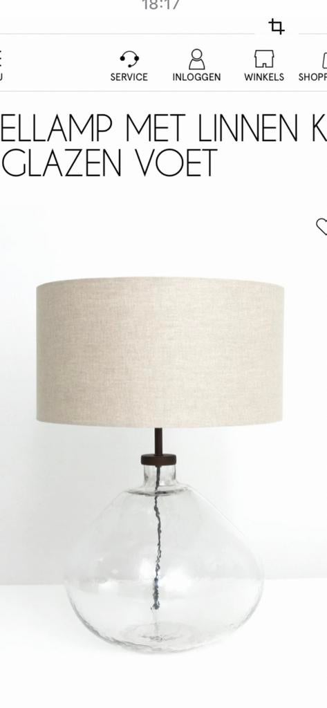 GEVRAAGD Tafellamp (voet) van Sissy boy, Ophalen of Verzenden, Zo goed als nieuw, Glas, Minder dan 50 cm