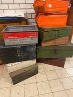 Vintage metalen gereedschapskisten - diverse kleuren, Ophalen