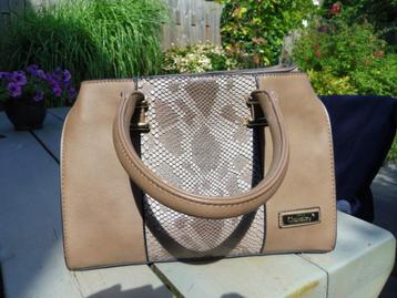 Damestas met slangenprint op voorzijde,31x21x12, kleur taupe beschikbaar voor biedingen
