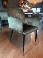 Donkergroene Croco Velvet Eetkamerstoelen - 4 stuks, Huis en Inrichting, Stoelen, Ophalen, Gebruikt, Overige kleuren, Vier