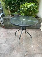 glazen ronde tuintafel, Tuin en Terras, Ophalen, Gebruikt, Rond, Metaal