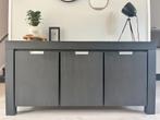 Zwart Dressoir Goossens, Ophalen, 150 tot 200 cm, Robuust, Industrieel, Landelijk, 25 tot 50 cm