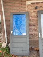 Hardhouten deur met glas - 88x211,5cm - Renovatie, Gebruikt, 80 tot 100 cm, Ophalen of Verzenden, Buitendeur