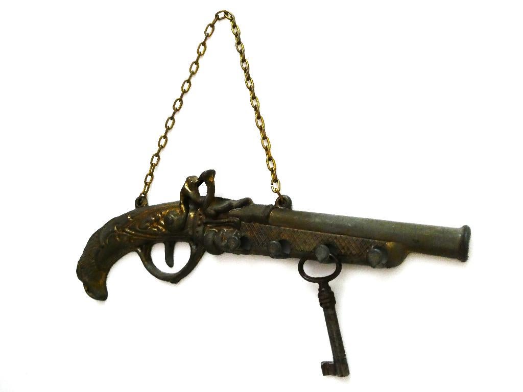 Decoratief papegaai sleutelrek kapstok 4 haakjes en sleutel, Antiek en Kunst, Ophalen of Verzenden