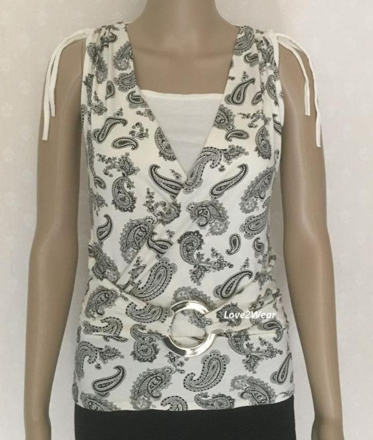 Top met Paisley print YS Paris, Kleding | Dames, Tops, Zo goed als nieuw, Maat 34 (XS) of kleiner, Wit, Zonder mouw, Ophalen of Verzenden