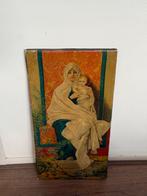 Schilderij maria met kind olieverf op canvas, Antiek en Kunst, Kunst | Schilderijen | Klassiek, Ophalen of Verzenden