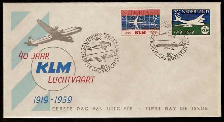 Nederland FDC E40 Zonder Adres, 40 jaar KLM 1959, Postzegels en Munten, Postzegels | Eerstedagenveloppen, Onbeschreven, Nederland