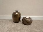 Leuk brons setje vaas en waxinelichthouder Het Heerenhuys, Ophalen of Verzenden, Zo goed als nieuw, Overige kleuren, Minder dan 50 cm