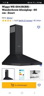 Wiggo WE-E643R(BB) - Wandschouw Afzuigkap - 60 cm - Zwart, Ophalen, Nieuw