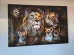 Leeuwenfamilie Glas Schilderij., Huis en Inrichting, Woonaccessoires | Schilderijen, Tekeningen en Foto's, Ophalen of Verzenden