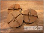Set leren onderzetters cognac, Huis en Inrichting, Woonaccessoires | Onderzetters, Glas of Kopje, Info@hout-art.nl, Nieuw, Ophalen of Verzenden
