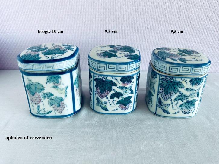 3x Gemberpot 9 à 10 cm hoog samen € 15 Ongemerkt, Antiek en Kunst, Antiek | Porselein, Ophalen