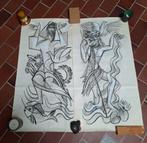 Originele houtskool/ pentekening Philippus,zie de foto's., Ophalen