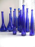 25 vazen flessen potten blauw glas, Ophalen, Blauw, Minder dan 50 cm, Glas