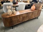 Magazijn leegverkoop tv meubel retro Noor mangohout ribbel, Nieuw, Ophalen of Verzenden, Info@wkhome.nl, Argonweg 20 Amersfoort