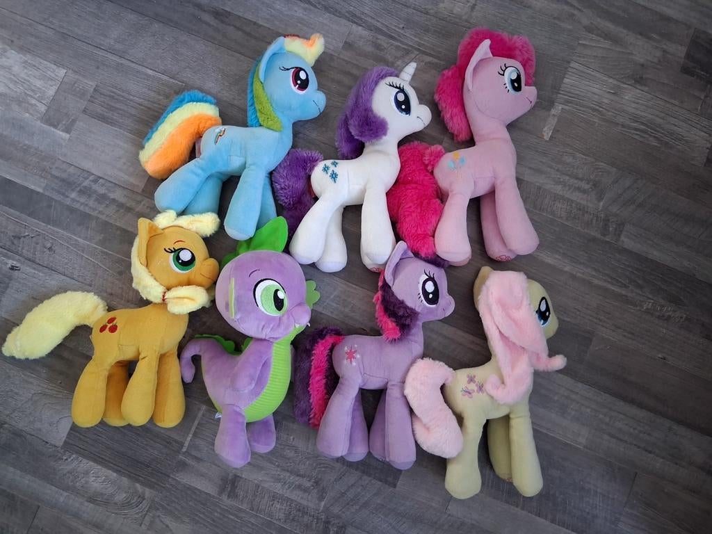 My little pony knuffels 6 pony's en draakje spike, Ophalen of Verzenden, Gebruikt