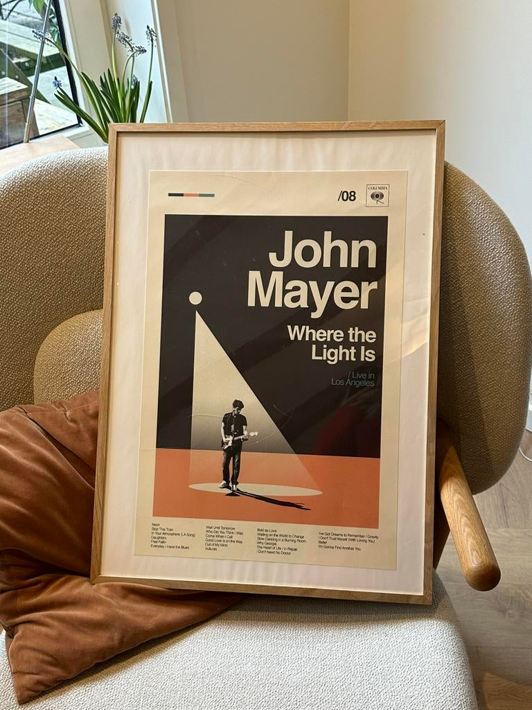 Poster john mayer en/of lijst, Ophalen, Gebruikt, 50 tot 75 cm, Foto of Poster