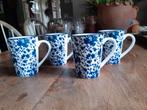 Servies Gusta mokken Blue Floral 4x, Huis en Inrichting, Keuken | Servies, Ophalen of Verzenden, Zo goed als nieuw, Overige stijlen