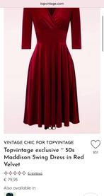 ‘50 stijl swing jurk fluweel (Vintage Chic voor Topvintage), Ophalen of Verzenden, Zo goed als nieuw, Rood, Onder de knie