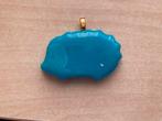 Lichtblauwe Glazen Hanger met Spang, Sieraden, Tassen en Uiterlijk, Kettingen, Ophalen of Verzenden, Nieuw, Blauw, Overige materialen