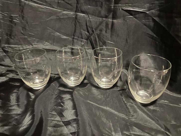 Art Deco stijl Set van 4 Copier Leerdam drinkglas - Candor, Verzamelen, Glas en Borrelglaasjes, Gebruikt, Waterglas, Ophalen