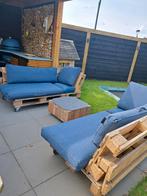 Pallet Loungeset met Kussens, Ophalen, 6 zitplaatsen, Zo goed als nieuw, Loungeset