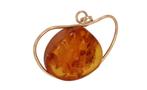 Barnsteen amber 14k gouden ketting hanger Rusland vintage, Verzenden, Goud, Hanger, Met edelsteen