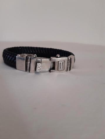Buddha to Buddha Armband Leer/Zilver beschikbaar voor biedingen