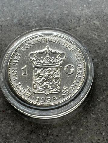 Zilveren gulden. 1938. Wilhelmina beschikbaar voor biedingen