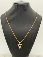 Mooie 14 karaat rope chain met letter V hanger | 51 cm, Nieuw, Ophalen of Verzenden, Nvt, Nvt
