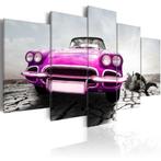 324 Paars Oldtimer Auto 5 Luik Canvas Schilderij 200x100cm, Ophalen of Verzenden