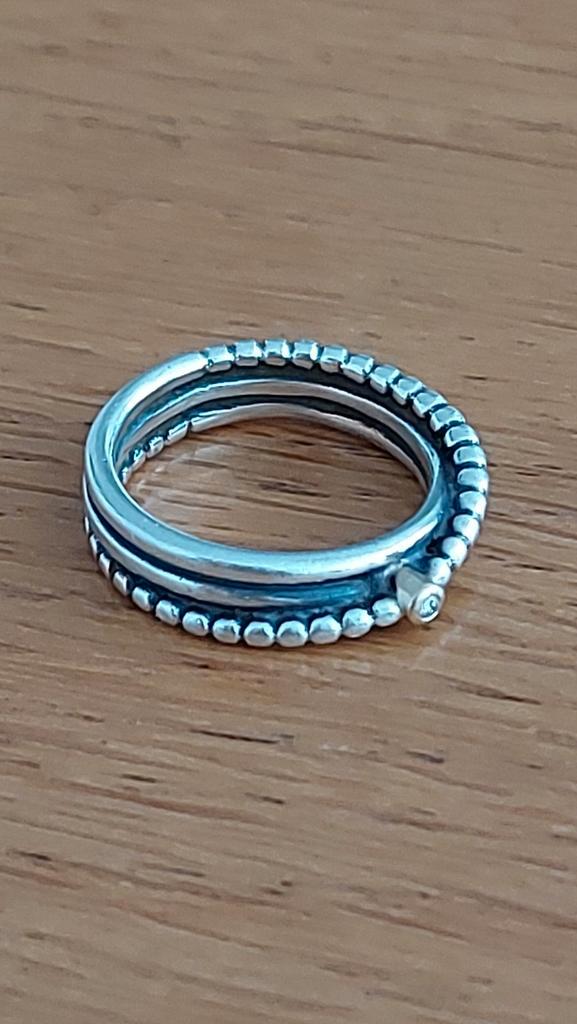 ZELDZAME  originele Pandora ring zilver goud met diamantje, Sieraden, Tassen en Uiterlijk, Ringen, Zo goed als nieuw, Dame of Heer