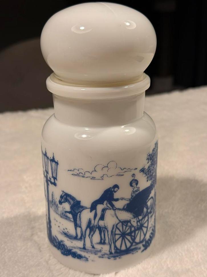 Vintage bewaarpot met Blauwe Afbeeldingen, Antiek en Kunst, Antiek | Woonaccessoires, Ophalen of Verzenden