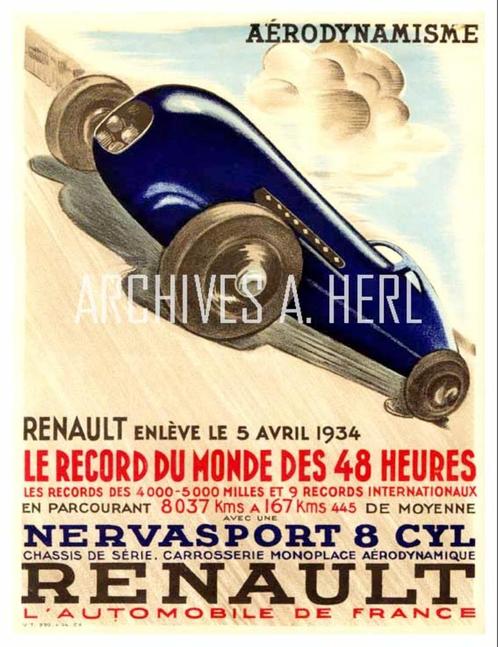 1934 Renault advertisement Race automobile car advertisement, Verzamelen, Merken en Reclamevoorwerpen, Nieuw, Overige typen, Verzenden
