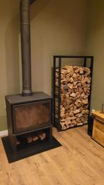 Stalen brandhoutrek houtopslag zwart 80x150x25 cm, Huis en Inrichting, Kachels, Ophalen