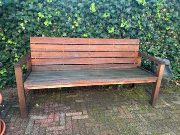 Houten teakhouten tuinbank. 180 breed. Inclusief zitkussen. beschikbaar voor biedingen