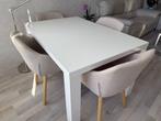 Witte hoogglans eettafel, Ophalen, Gebruikt, Rechthoekig, 50 tot 100 cm
