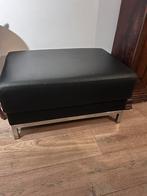 Zeer mooie zwarte hocker, echt leer, merk Montel., Huis en Inrichting, Ophalen, Zo goed als nieuw, Vierkant, Leer