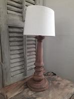 Houten schemerlamp +kap beige lampje stoer sober landelijk, Ophalen, Gebruikt, 50 tot 75 cm