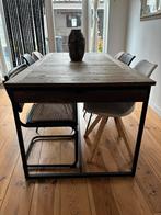 Riviera maison staal hout eettafel 180 bij 90 shelter island, Ophalen, 50 tot 100 cm, Zo goed als nieuw, Vijf personen of meer