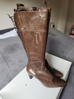 Nieuwe leren laklaarzen taupe maat 44, Kleding | Dames, Schoenen, Hoge laarzen, Bruin, Nieuw, Ophalen of Verzenden