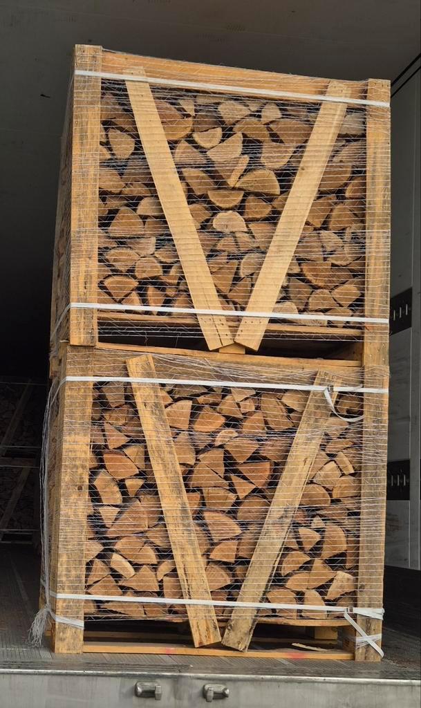 Haardhout grotepallet Eiken droog gratis bezorgd regio, Tuin en Terras, Haardhout, Ophalen of Verzenden