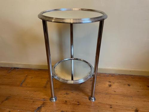 art deco 1930 Tafeltje Bijzettafeltje met spiegelglas Frans, Antiek en Kunst, Antiek | Meubels | Tafels, Ophalen