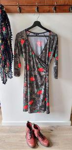 King Louie jurk grijs rozen gebloemd M, Maat 38/40 (M), Ophalen of Verzenden, Zo goed als nieuw, Knielengte